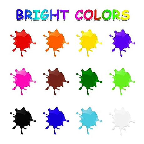 ABEIER Washable Finger Paint Kit for Toddlers, 12 Colors (1.21 oz) with Paint Tools, Safe Non-Toxic, Baby Safe Paint for Hand and Feet, Mess Free Art ABEIER