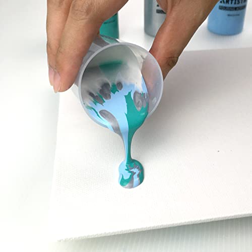 Acrylic Pouring Paint, Set of 8 x 100 ml Bottles - Pre-Mixed High Flow - Ready to Pour Paint Color Set w/ 2 Mixing Cups - Art Paints for Pouring on ARTISTIK