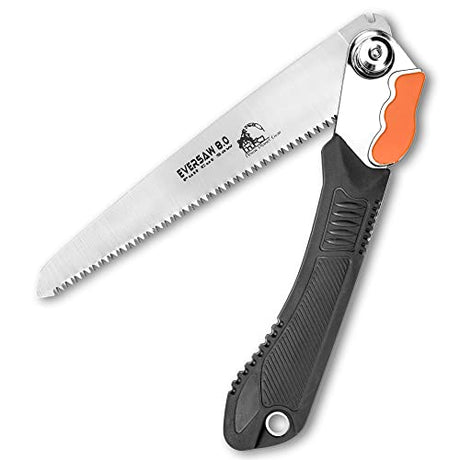 EverSaw Folding Hand Saw Camp Saw 8" Folding Saw - Pruning Saws for Tree Trimming Garden Saw – Rugged Camping Saw for Wood Cutter Trail Clearing Tree Home Planet Gear