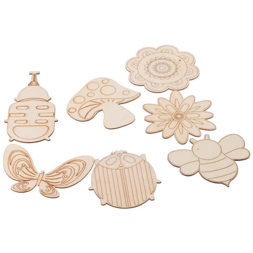 hobbyhub 30Pcs Animal and Plants Unfinished Wooden Slices,Butterfly Flower Bee Shape Blank Wood Paint Cutouts Ornaments for DIY Paint Crafts,Home - WoodArtSupply