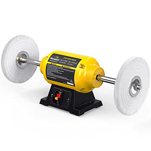 Woodskil Bench Buffer Polisher 4.8A 8-Inch Polishing Machine 3600rpm with 2 pcs-Fiber Wheels for Buffing Metal, Jewelry, Wood, Jade, and Plastic Woodskil