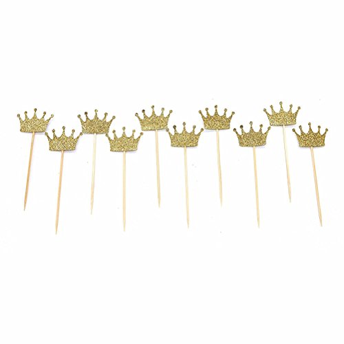 JANOU Gold Glitter Crown Cake Cupcake Topper for Wedding Party Decoration Pack 20pcs JANOU