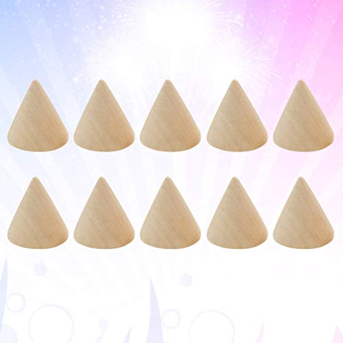 SUPVOX 10pcs Natural Wood Cone Ring Holders Unpainted Wooden Cones to Craft Paint Jewelry Display Stand 3.1cm SUPVOX