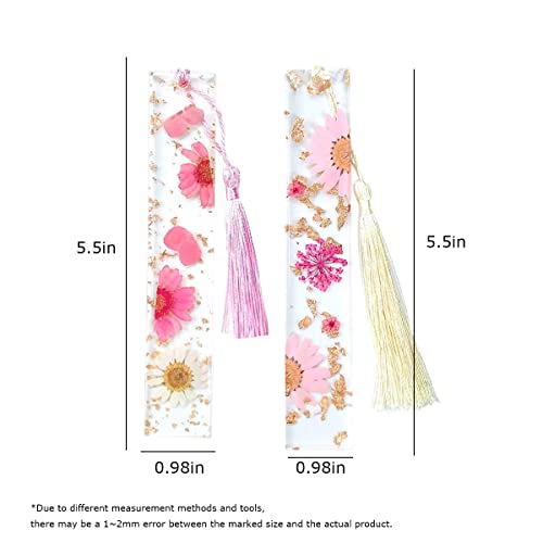 Daisy Epoxy Bookmarks Dried Flower Resin Bookmark Pressed Flower Bookmark Transparent Floral Dried Flower Page Marker Acrylic Bookmark for Kids Woman - WoodArtSupply