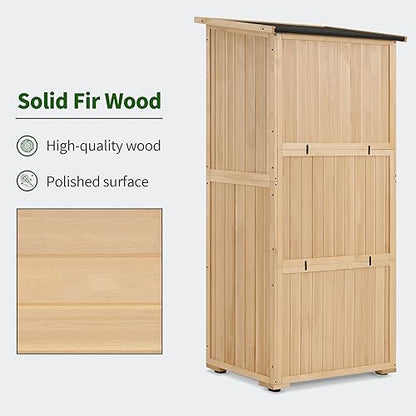 MCombo Wood Sheds & Outdoor Storage, Garden Tool Shed with Lock, Wooden Outdoor Storage Cabinet with Double Doors for Patio 1628 (Medium) - WoodArtSupply