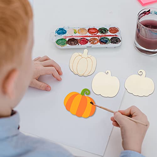 32 Pieces Wooden Pumpkin Cutout Thanksgiving Fall Crafts Pumpkins Unfinished Wood Craft Cutout Blank Paint Pumpkin Shape Cutout for Thanksgiving Jetec