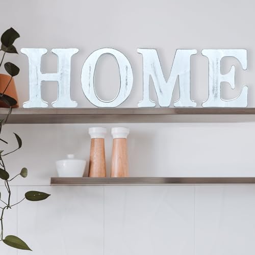 WOODOUNAI 6 Inch Rustic White Wood Letters Unfinished Wood Letters for Wall Decorative White Retro Standing Letters Sign Board Decoration for Craft woodounai