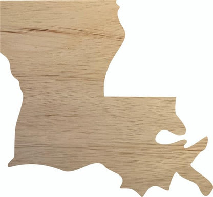 Louisiana Wooden State 18" Cutout, Unfinished Real Wood State Shape, Craft