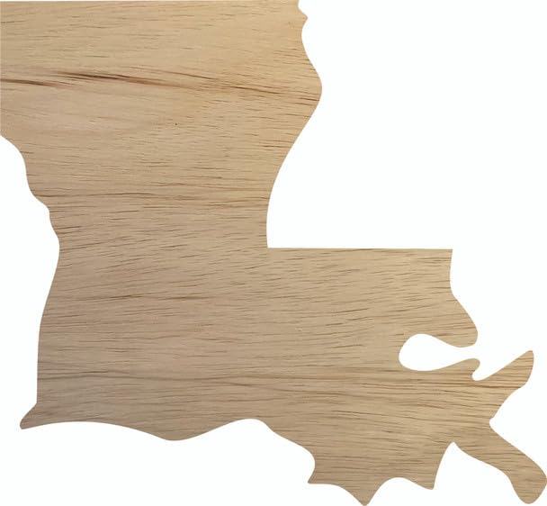 Louisiana Wooden State 10" Cutout, Unfinished Real Wood State Shape, Craft