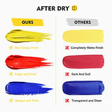 Magicfly Acrylic Paint 12 Colours/473ml, Large Bottles Acrylic Paint Set Rich Pigment Colours for Artists, Beginners, Amateurs on Glass, Stone, Magicfly