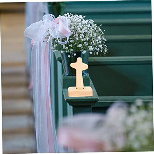 Yardenfun 2pcs Christian Cross Stand up Cross Desktop Cross Decorations Crucifix Handheld Cross Jesus Cross Charms Wooden Cross Ornament Wood Cross Yardenfun