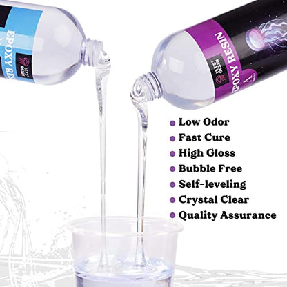 LET'S RESIN 1/2 Gallon Casting Epoxy Resin,Bubble Free & Crystal Clear Epoxy Resin Kit,2 Part Resin and Hardener for Jewelry