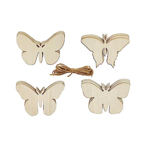 32 Pack Wood Butterfly Cutouts Unfinished Wooden Butterfly Hanging Ornaments DIY Butterfly Craft Gift Tags for Thanksgiving Christmas Home Party Xonzmmk