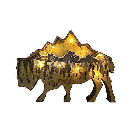 Edlike Rustic Wooden Animal Figurines - 3D Carved Squirrel, Cheetah Wall Art & Polar Bear Statue for Home Decor Edlike