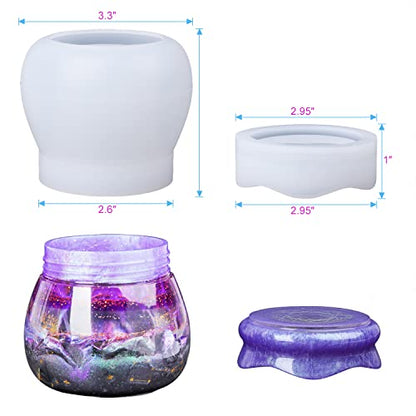 LET'S RESIN Pudding Jar Resin Molds with Lid, Epoxy Molds Silicone for Storage Bottle,Candle Holder,Candy Container, Epoxy Casting Craft,Flower Pot, - WoodArtSupply