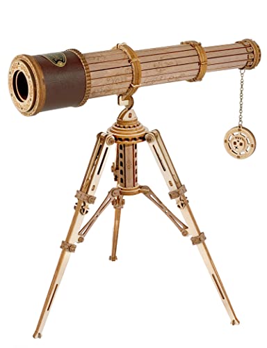 ROKR 3D Puzzles for Adults Wooden Telescope Building Model Kit with Tripod for Adults -3X Magnification Science Kit Gifts for Boy/Girls ROKR