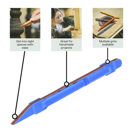 5 Piece Sanding Detailer Set with 2 Extra Replacement Belts Per Stick, 5 Grits 120, 240, 320, 400 & 500 Grit Made in The USA for Sanding Wood, Metal SANDING DETAILER