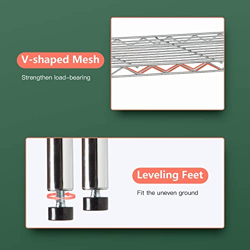 FDW 14" D×36" W×72" H Wire Shelving Unit Metal Shelf with 5 Tier Adjustable Layer Rack Commercial Strong Steel for Restaurant Garage Pantry FDW