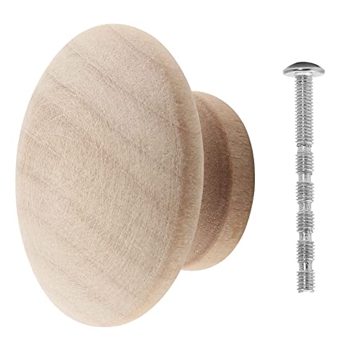 Murtenze 10 Pack 1-1/2 Inch Wood Knobs Unfinished Round Mushroom Shape Wooden Cabinet Pulls Handles Drawer Knobs Dresser Knobs for Drawer Dresser - WoodArtSupply