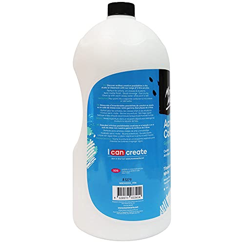 Mont Marte Discovery School Acrylic, Titanium White, 1/2 Gallon (2 Liter). Ideal for Students and Artists. Excellent Coverage and Fast Drying. Pump Mont Marte