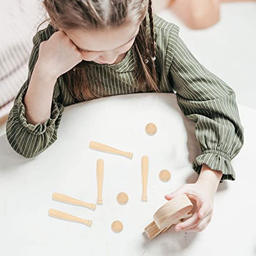 HEALLILY 60pcs Unfinished Mini Wooden Baseball Bats and Balls Natural Wood Baseball Bat Unpainted Baseball Bat Beads for Keychain Action Figures DIY HEALLILY