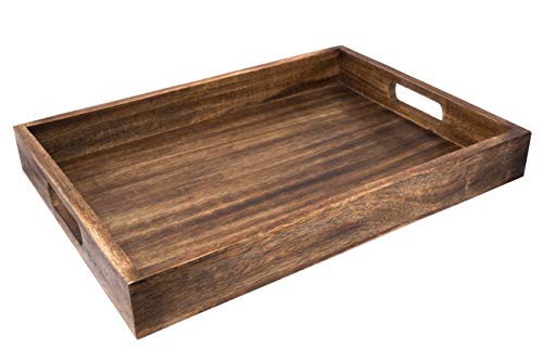 GoCraft Handmade Classic Wooden Tray Large Size | Serveware Kitchen Accessories Tray - 16.5" - WoodArtSupply