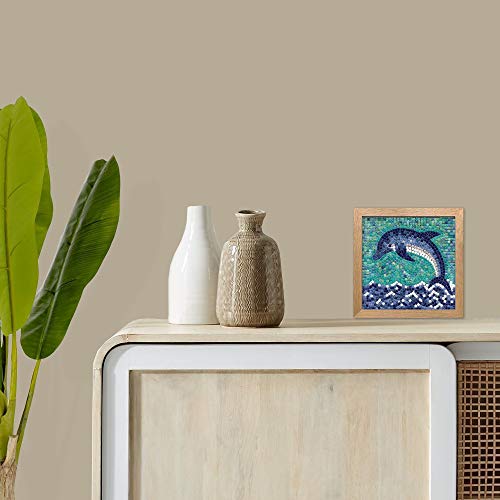 Handmade Mosaics Made Easy with Our Adult Mosaic Art Craft Kit, Square 7inch (20cm) Dolphin ALEA Mosaic
