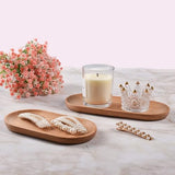 Eiyye Mini Serving Tray Small Wooden Plate Oval Wood Tray, Set of 2 Wooden Snack Tray Dessert Tableware Decorative Tray for Jewellery Key Coin Eiyye