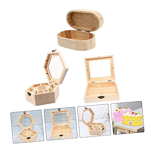 SEWOART 3pcs wooden box ear ringing jewelry for women ring organizer for jewelry necklace storage bag DIY portable jewelry organizer unfinished - WoodArtSupply