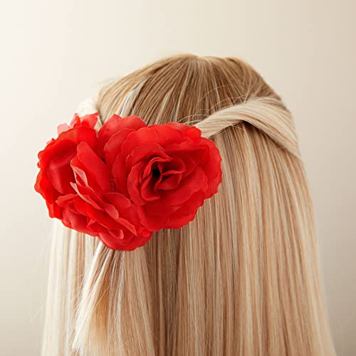 Bright Creations 50 Pack Red Roses Artificial Flowers Bulk, 3 Inch Stemless Fake Silk Roses for Decorations, Wedding, Faux Bouquets Bright Creations