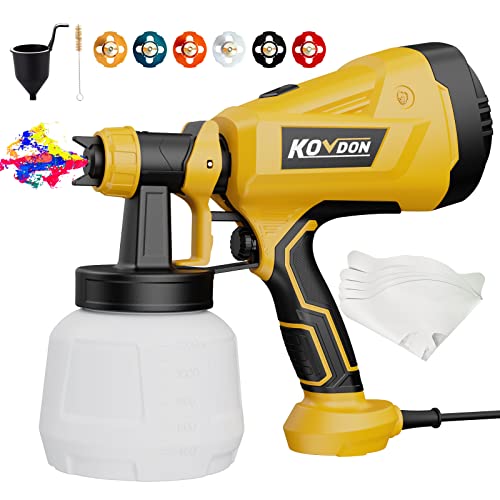 KOVDON Paint Sprayer, 700W HVLP Spray Gun, 6 Copper Nozzles & 3 Spray Patterns, Easy to Clean, Ideal Spray Gun for Furniture, Cabinets, Fences, - WoodArtSupply