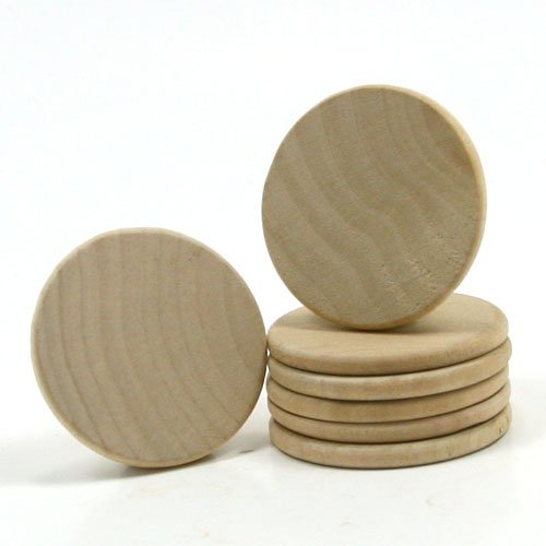 Mylittlewoodshop Pkg of 50 - Round Circle Disk - 1 inch in Diameter with Beveled Edge and 1/8 inch Thick Unfinished Wood (WW-WNC100-50) - WoodArtSupply