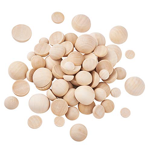 120pcs Half Round Wooden Balls Unfinished Wood Cabochons Split Wood Balls for DIY Decoration Craft Paint Ornaments (Burlywood, 14.5-29.5mm) - WoodArtSupply