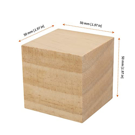 HOZEON 45 PCS 2 Inch Wooden Cubes, Natural Unfinished Wood Blocks, Blank Wood Square Blocks for Painting, Puzzle Making, Decorating, Crafts and DIY HOZEON