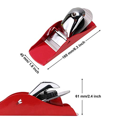 DSHE Mini Hand Planer Small Trimming Planer 6-1/2 inch Woodworking Pocket Plane Hand Plane with 1 inch Blade Adjustable Block Plane and 1 Wood Fixe
