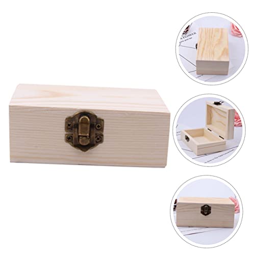 TEHAUX Box Box Wooden Box Unfinished Wood Crates Jewelry Organizer Tray Jewelry Storage Wood Jewelry Case Desk Topper Table Woodsy Decor Wooden TEHAUX