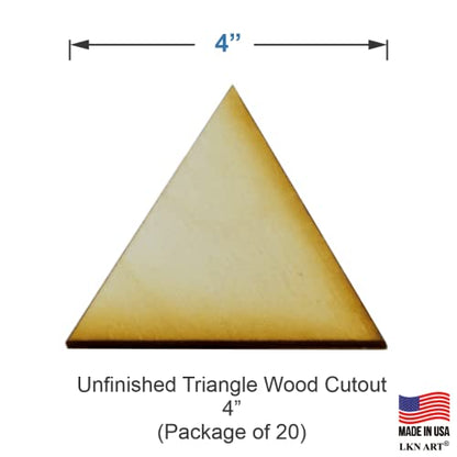 Unfinished Triangle Wood Cutout Available in a Variety of Sizes and Thicknesses (1/8" Thick, 4 Inch (Package of 20)) - WoodArtSupply