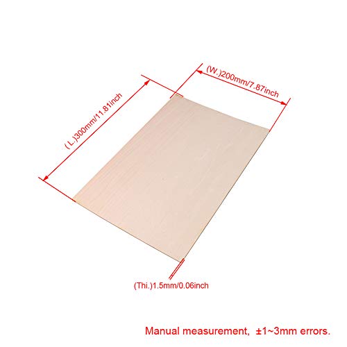 BQLZR 300x200x1.5mm Rectangle Unfinished Unpainted Basswood Wooden Sheets for Craft DIY Hand-Made Project Mini House Building Architectural Model BQLZR