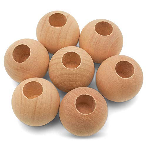 Wood Dowel Caps 1-1/4 inch Diameter with 1/2 inch Hole, Pack of 10 Unfinished Dowel Rod Caps for 1/2 inch Dowel Rods, for Crafts and DIYers, by - WoodArtSupply