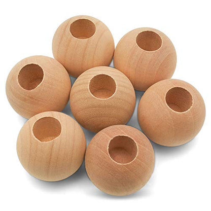 Wood Dowel Caps 1-1/4 inch Diameter with 1/2 inch Hole, Pack of 10 Unfinished Dowel Rod Caps for 1/2 inch Dowel Rods, for Crafts and DIYers, by