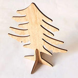 Amosfun 6pcs Wooden Christmas Tree Crafts 3D Unfinished Natural Wood Cutouts Sculpture Tabletop Xmas Tree Ornament for Cabinet Bookshelf Party Decor Amosfun