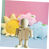 COHEALI 5pcs White Embryo Robot Wood Robot Figure Unfinished Peg Dolls Kids Painting Art Crafts Natural Ornaments Peg People Kit Wood Doll Figures COHEALI