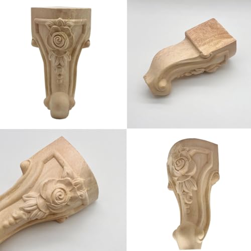 WEICHUAN Solid Unfinished Carved Wood Furniture Legs Replacement Sofa Couch Chair Ottoman Loveseat Coffee Table Cabinet Furniture Wood Legs Wood - WoodArtSupply