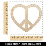 Peace Symbol in Heart Unfinished Wood Shape Piece Cutout for DIY Craft Projects - 1/4 Inch Thick - 6.25 Inch Size Sniggle Sloth