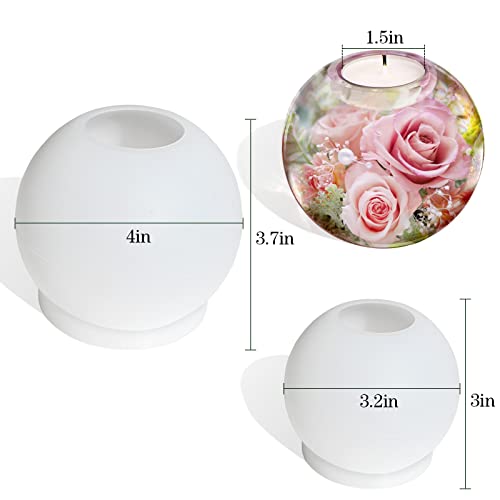 Actvty Tealight Candle Holder Resin Molds, 2 Pcs Sphere Tea Light Holder Molds, Crystals Ball/Orbs Epoxy Resin Molds for DIY Dining Coffee Table Actvty