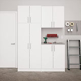 Prepac Elite Functional 4-Piece Garage Cabinets and Storage System Set F, Simplistic Garage Closet Shop Cabinets 16" D x 64" W x 89" H, White, Prepac