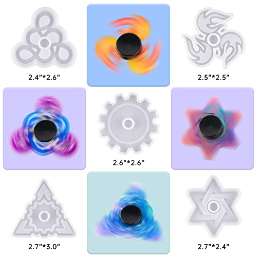 NiArt Fidget Finger Spinner DIY Epoxy Resin Casting Silicone Mold Kit 5 Molds with 10 Bearings Set, Stress Reliever Hand Fidget Toy Gift for Kids and