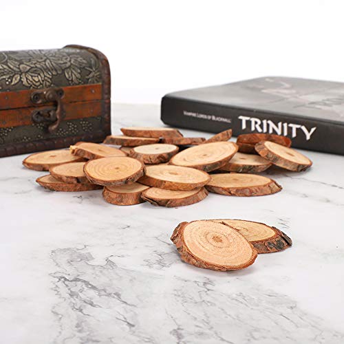 25 PCS Natural Wood Slices, Unfinished Wood Slices Wood Slice Round Wood Wood Pieces Pine Oval Piece Oblique DIY for Painting/Crafts/Wedding Liyeehao