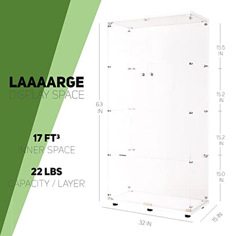 Beauty4U Elegant White Glass Display Cabinet with 4 Shelves and 2 Doors Beauty4U