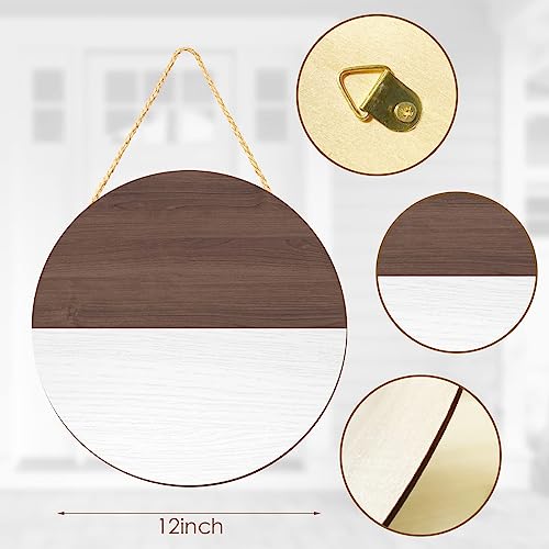 12 Inch Blank Wooden Circle Sign Unfinished Round Hanging Decorative Wood Plaque with Ropes for DIY Crafts, Door Hanger, Sign, Wood Buring, Painting,